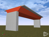 Modèle de pont-cadre en plancher mixte réalisé avec des plaques 3D